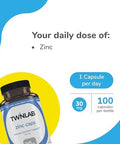 Twinlab Zinc Caps - Immune Support Supplement - Zinc Picolinate & Gluconate - Supplement For Immune Defense Healthy Skin Dna Synthesis Metabolism And Growth - 30Mg 100 Caps - 2 Pack