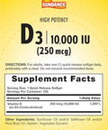 Sundance Vitamin D3 10000 Iu (250 Mcg) 100 Softgels High Potency Formula Nongmo And Gluten Supplement