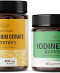 HERBAMAMA Magnesium and Iodine Kit Bundle of 400 mg Magnesium Citrate and Potassium Iodine with Zinc Selenium Gummies Vegan Non GMO GelatinFree 2 Pack
