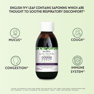 Naturals Ivy Leaf Cough Syrup With Thyme And Licorice 5 Fl Oz Soothes Throat For Adults Kids 13 Months And Above Sugar With Stevia Pack Of 3