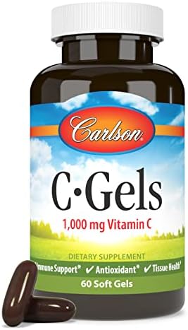 Carlson CGel 1000 mg Vitamin C Immune Support and Tissue Health Antioxidant 60 Soft gels