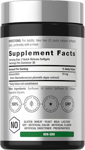 Horbaach Astaxanthin Supplements 60 Softgels 10Mg