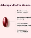 Micro Ingredients Ashwagandha for Women 600 mg Per Serving 240 Softgels 8in1 Ashwagandha Supplement with Magnesium Glycinate LTheanine Sea Moss Made with MCT Oil NonGMO Gluten Free