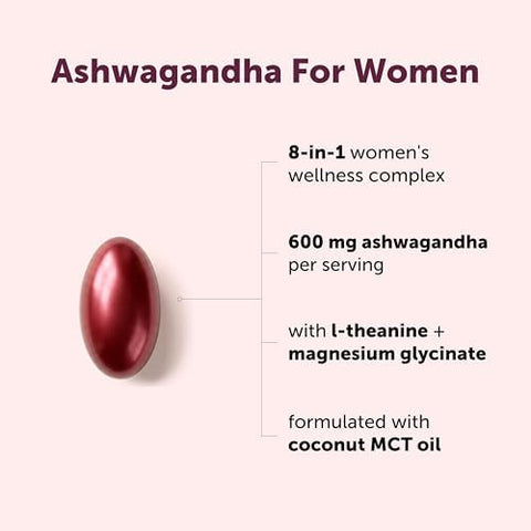 Micro Ingredients Ashwagandha for Women 600 mg Per Serving 240 Softgels 8in1 Ashwagandha Supplement with Magnesium Glycinate LTheanine Sea Moss Made with MCT Oil NonGMO Gluten Free