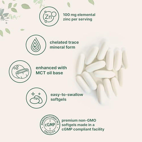 Micro Ingredients Zinc Picolinate 100 Mg Per Serving 300 Softgels Zinc Supplement For Women & Men Made With Mct Oil Non-Gmo
