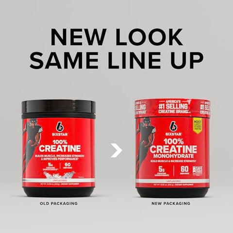 Six Star 100% Creatine Monohydrate Powder - Unflavored Micronized Creatine Monohydrate Supplement For Workout Performance Muscle Building & Strength - Creatine Powder For Women & Men - 60 Servings