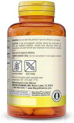 Mason Natural Cinnamon 1000 Mg 100 Capsules (Pack Of 3) Herbal Dietary Supplement