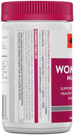 Swisse Daily Multivitamin For Women 50 And Over 41 Vitamins, Antioxidants And Minerals + Adaptogens Energy, Stress & Immune Support Womens 50+ Multivitamins Supplement 60 Tablets