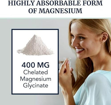 Magnesium Glycinate 400Mg (120Ct) & Magnesium Citrate 500 Mg (60Ct) High Absorption Calm Relaxation Digestion & Muscle Support Nongmo Vitamin And Mineral Bundle