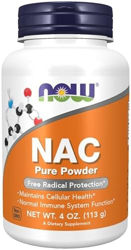 Now Supplements Nac (Nacetyl Cysteine) 600 Mg Pure Powder Radical Protection Cellular Health Immune System Function 4Ounce (113 G)