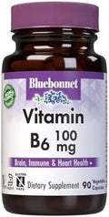 Bluebonnet Nutrition Vitamin B6 Vegetable Capsules 100 Mg For Cardiovascular And Nervous System Health 90 Count