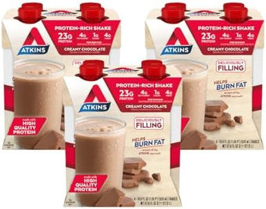 Atkins Creamy Chocolate Meal Size Protein Shake 23G Protein Low Glycemic 4G Net Carb 1G Sugar & Mocha Latte Iced Coffee Protein Shake 15G Protein Low Glycemic 4G Net Carb 1G Sugar