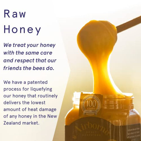 Airborne Manuka Honey (85+ Manuka Pollen) Raw and Unfiltered Premium New Zealand 100% Pure, Daily Wellness Support 17.6 oz.