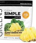Clean Simple Eats Super Greens Powder Naturally Flavored Greens Powder With Chlorella Spirulina Superfoods & Prebiotic Fiber No Artificial Ingredients Gluten Peachy Greens Flavor 30 Srvgs
