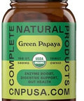 Complete Natural Products Organic Green Papaya Capsules - Green Papain Enzyme Capsules - 500Mg 100 Pills, Organic Unripe Papaya Powder Digestive Super Fruit & Fiber