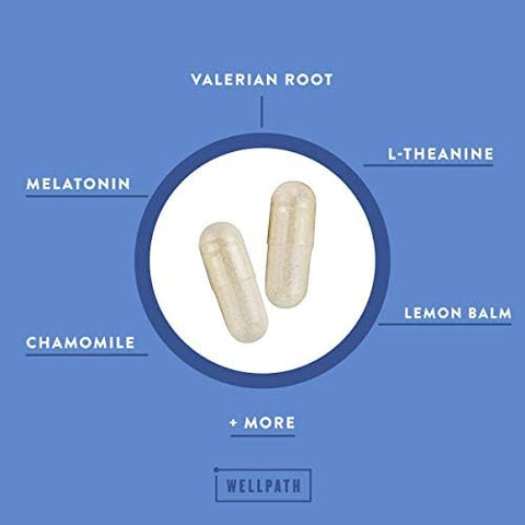 Wellpath Rest Valerian Root Sleep Aid For Adults With Melatonin & L-Theanine Natural & Herbal Sleeping Pills With Extra Strength 5-Htp Lemon Balm Chamomile 60 Ct