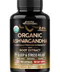 Nutraharmony Ashwagandha Supplements 1800Mg - Usda Organic Ashwagandha For Women & Men - Clinically Effective Strength For Stress Relief & Sleep - Powder & Root Extract 2.5 Withanolides - Made In Usa 100 Capsules