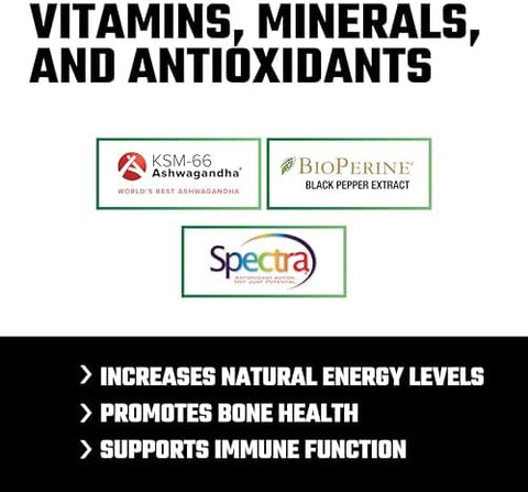 Axe & Sledge Multi Plus Multivitamin 24 Bioavailable Vitamins & Minerals Ashwagandha Multivitamin For Women And Men For Daily Nutritional Support 90 Capsules 30 Servings
