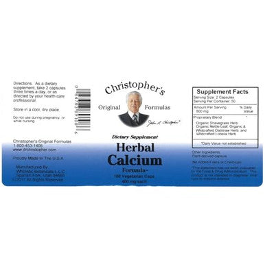 Christopher'S Original Formulas Herbal Calcium Natural Bone Support 100 Caps Pack Of 4