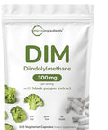 Micro Ingredients Dim Active Supplement Dim 300Mg 240 Veggie Capsules (8-Month Supply) 2 In 1 Formula Estrogen Metabolism Premium Dim-Plus Broccoli Extract Supplement With Black Pepper For Better Absorption