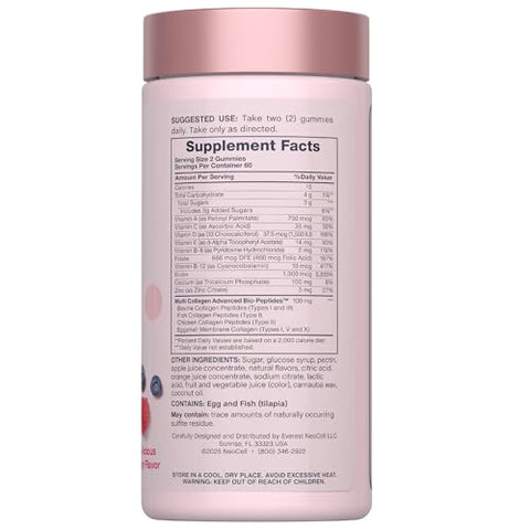 Neocell Women'S Multi Gummy With Collagen 120 Gummies Essential Vitamins & Minerals Berry Flavor Supplement