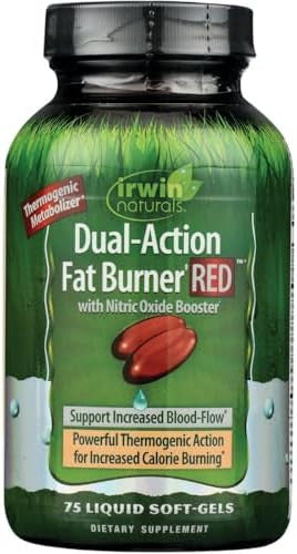 Irwin Naturals Dualaction Fat Burner Red 75 Liquid Softgels Powerful Thermogenic With Nitric Oxide Booster 25 Total Servings