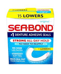 Sea-Bond Secure Denture Adhesive Seals Original Lowers Zinc-Free All-Day-Hold Mess-Free 15 Count 3 Pack