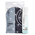ST. MORIZ Professional Clear Medium to Dark Self Tanner Mousse & Velvet Tanning Mitt Bundle - Clear Self Tanning Foam for a Natural Looking Fake Tan with Aloe Vera & Vitamin E (6.76 Fl Oz)
