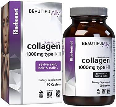 Bluebonnet Nutrition Beautiful Ally Collagen Caplets Hydrolyzed Collagen From Grass Fed Cows Collagen Peptides Type 1 & 3 Non Gmo Gluten Soy Milk 90 Caplets 90 Day Supply