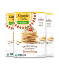 Simple Mills Organic Seed Crackers, Everything, Gluten Free, Flax Seed, Sunflower Seeds, Corn Free, Low-Calorie Snacks, Plant Based, Nutrient Dense, 4.25oz, 3 Count