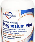 Cardiotabs Magnesium Plus " 200 Mg Of Magnesium Glycinate And Magnesium Taurate For Blood Pressure Heart Brain Sleep & Mood Support " Highly Concentrated And Well Absorbed 120 Capsules