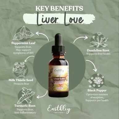 Earthley Wellness Liver Love Herbal Liver Health and Detox Support Natural Liver Function Support All Natural Organic Ingredients Like Turmeric Root Dandelion Root