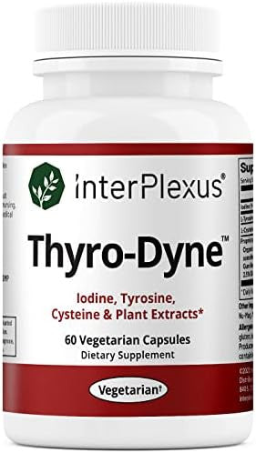 Interplexus Thyrodyne Iodine Tyrosine & Plant Extracts For Thyroid Support Gluten Dairy Soy 60 Capsules (30 Servings)