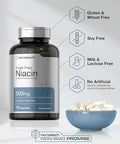 Horbaach Niacin 500mg Flush Free 70 Capsules Vitamin B3 Inositol Hexanicotinate NonGMO and Gluten Free