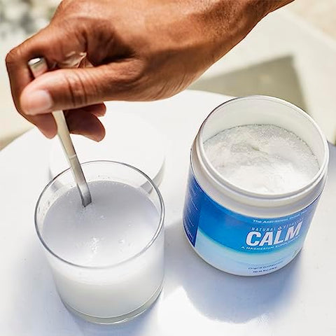 Natural Vitality CALM Magnesium Supplement Drink Mix Plus Calcium AntiStress Drink Mix Powder With Calcium Vegetarian and NonGMO Raspberry Lemon 8 oz