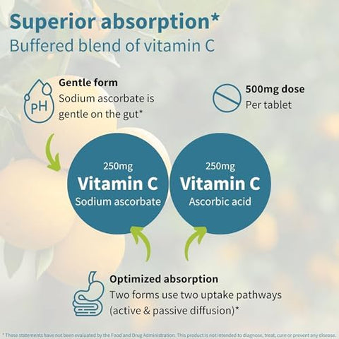 Igennus Vitamin C Chewable 250500mg Gentle and Buffered for Kids and Adults Optimized Absorption with Sodium Ascorbate and Ascorbic Acid Sugar Free Natural Orange and Lemon Flavors 120 240 Servings