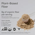 Sports Research Organic Fiber Unflavored Organic Fiber Powder - Daily Psyllium Husk And Prebiotic Agave Inulin Helps Maintain Regularity With Soluble & Insoluble Fiber - Easy To Mix 30 Servings