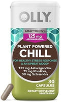 Olly Chill Adaptogen Ashwagandha Mood Support Supplement With Rhodiola Root Vegetarian Capsules 30Ct