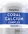 Piping Rock Coral Calcium 1000 mg 200 Capsules Bone Formula Complex With Vitamin D C and Magnesium NonGMO Gluten Free Supplement