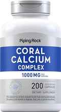 Piping Rock Coral Calcium 1000 mg 200 Capsules Bone Formula Complex With Vitamin D C and Magnesium NonGMO Gluten Free Supplement