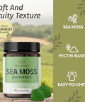 HERBAMAMA Irish Sea Moss Gummies 1600mg True Sea Moss Supplement with Bladderwrack and Burdock Root Vegan NonGMO Skin Glow Energy and Immune Support 90 PectinBased MangoFlavored Chews