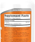 Now Supplements Lhistidine 600 Mg Essential Amino Acid Critical For Normal Brain Function Immune System Support 60 Veg Capsules
