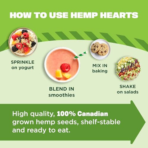 Manitoba Harvest Organic Hemp Seeds, 18oz, 10g Plant Based Protein and 12g Omega 3 & 6 per Srv, smoothies, yogurt & salad, Non-GMO, Vegan, Keto, Paleo, Gluten Free, Pack of 6