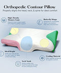 Sutera Dream Deep Contour Memory Foam Pillow Orthopedic Cervical Support For Neck Shoulder And Back Pain Relief Ergonomic Pillow For Side Back And Stomach Sleepers Washable Cover - White+Bag