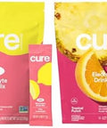 Cure Hydration Family Bundle Plantbased Electrolyte Drink Mix No Added Sugar Coconut Water Fsahsa Nongmo Vegan & Gluten 14Pack Each: Pink Lemonade (Kids) & Tropical Punch