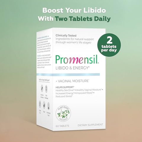 Promensil Libido & Energy Libido Booster For Women Sexual Health Support For Women With Low Estrogen Fenugreek Horny Goat Weed & Vitamins For Menopause Clinically Proven 30 Day Supply