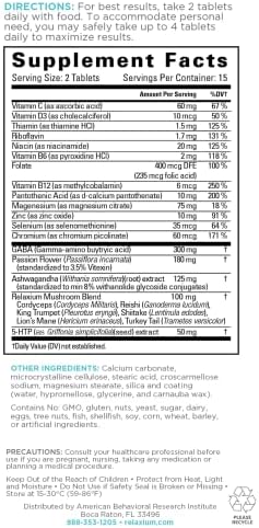 Relaxium Calm Nonhabit Forming Stress And Mood Support Supplement Elevate Mood & Boost Relaxation With Ashwagandha 5Htp Gaba Passion Flower (30 Tablets 2 Week Supply)
