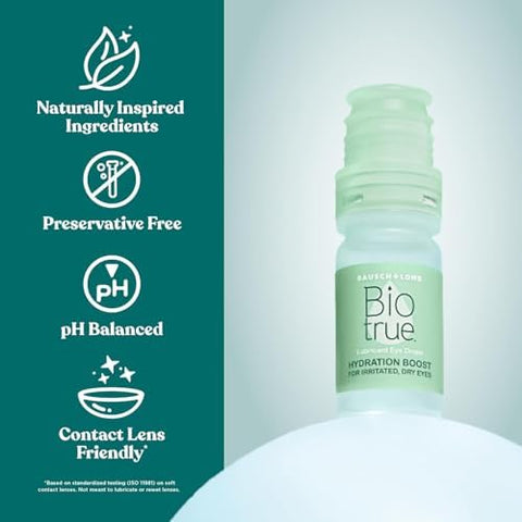 Biotrue Hydration Boost Eye Drops Preservative Soft Contact Lens Friendly & Contact Lens Solution Multi-Purpose Solution For Soft Contact Lenses Lens Case Included 10 Fl Oz (Pack Of 2)