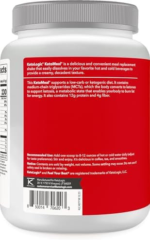 Ketologic Keto Meal Shake Powder For Optimal Results + Mct Oil + Grassfed Whey Perfectly Formulated Macros For Ketosis 20 Servings Chocolate