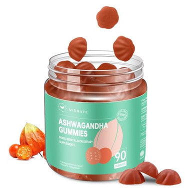 Afxmate Ashwagandha Gummies For Women & Men Sugar Free | Chewable Vegan Calm Mood & Stress Support Supplement With Vitamin D & Magnesium Glycinate 90 Count